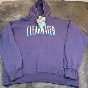 ComfortWash Clearwater Graphic Hoodie Mens Large Purple Garment Dye Sweatshirt
